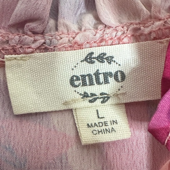 Entro Pink Ruffled Cap Sleeve Blouse size L - Picture 10 of 10